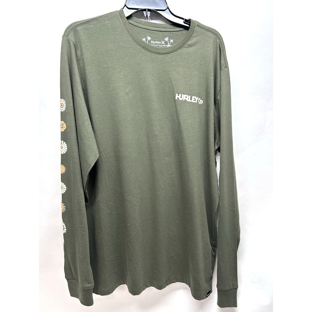 Hurley Long Sleeve Solar Cycles Mens Large T Shirt Tee Surf Green (D3)
